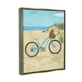 thumbnail image 3 of Stupell Industries Blue Bicycle Flower Blossom Basket Beach Sand Painting Luster Gray Floating Framed Canvas Print Wall Art, Design by Sharon Lee, 3 of 5
