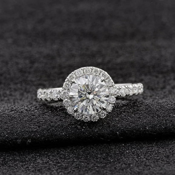 Eclet Jewels 14K White gold Plated Diamond Ring - Brilliant 2 Ct Round Cut Diamond Rings for Her - Engagement Wedding Halo Ring For Women's - Ever & Ever Halo-Style Engagement Rings for Women's