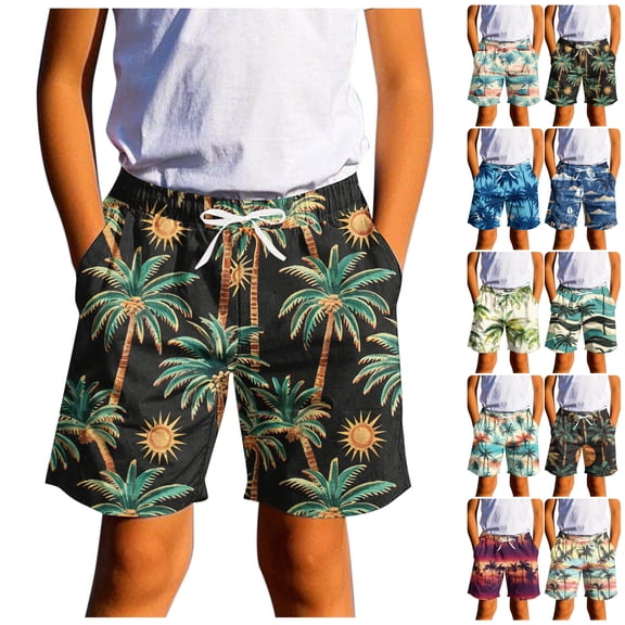 LIBRCLO Kids Boys Swim Trunks Quick Dry Shorts Boys Swim Trunks Summer Hawaiian Beach Board Shorts Casual Holiday Swimwear Bathing Suits Size 8 Years Black