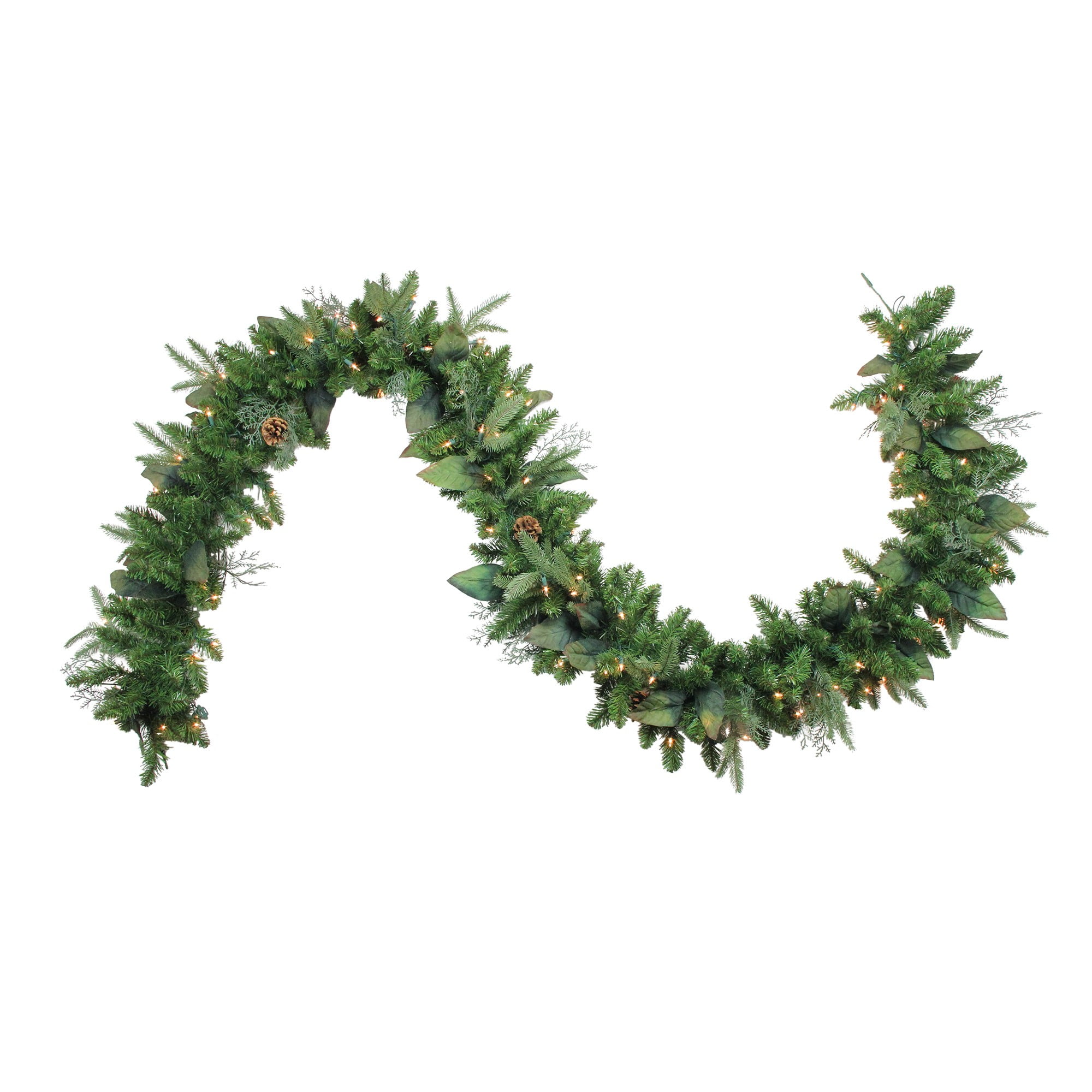 Northlight 9' x 12" Prelit Mixed Winter Pine Artificial Christmas Garland - Clear Lights