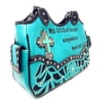 thumbnail image 4 of Western Embroidery Scripture Women Rhinestone Cross Bible Verse Handbag Wallet in 10 Colors, 4 of 6