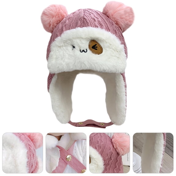 LULULION Kids Warm Hat Cotton Earflap Pink 1Pcs