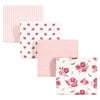 Hudson Baby Infant Girl Cotton Flannel Receiving Blankets, Rose, One Size