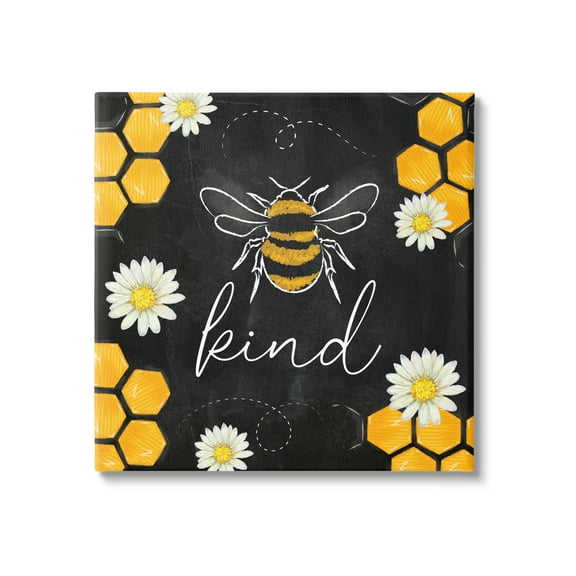 Stupell Bee Kind Honeycomb Pattern Animals & Insects Painting Gallery Wrapped Canvas Print Wall Art