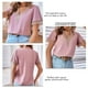 thumbnail image 5 of Camisa de mujer con cuello en V, manga corta, encaje guipur, blusa informal de poliéster para oficina en casa, 5 of 6