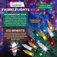 thumbnail image 2 of Christmas Uniquely LED Twinkle Lights  Matches Incandescent Exactly - 16 of 100 Lights Twinkle - Indoor Outdoor  100 Multicolor Bulbs - 24.75 Feet, Christmas Tree Sparkling Twinkling Lights String, 2 of 7