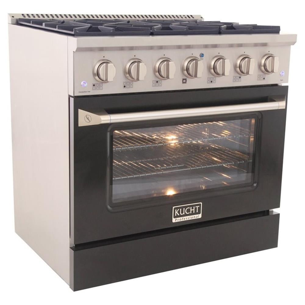 Kucht Professional 36" Stainless Steel Propane Gas Range in Black/Silver