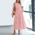 thumbnail image 5 of Qulqfy Long Sleeve Wedding Guest Dresses for Women Pink Maxi V Neck A Line Elastic Waist Tiered Dresses Dresses for Women XL, 5 of 9