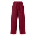 thumbnail image 4 of Jxximdong Pants for Women Womens Daily Elastic Waist Pockets Straight Solid Color Casual Pants Loose Long Trousers Red S Trousers, 4 of 6