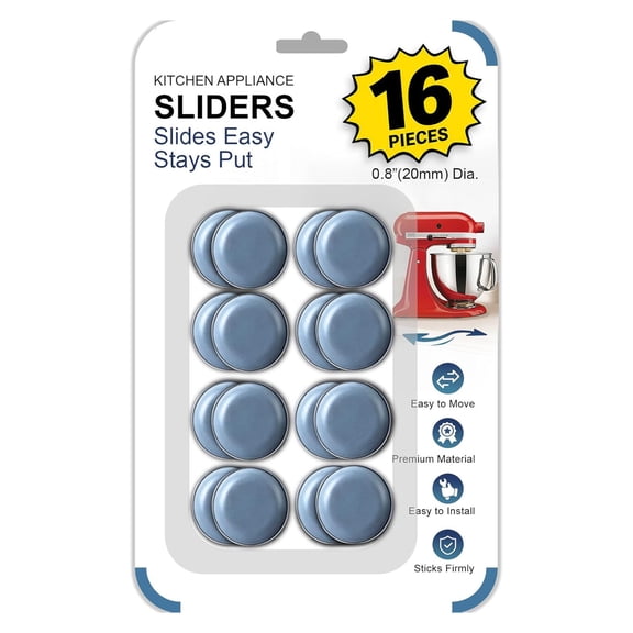 RLESO Appliance Sliders for Countertop, 16 Pcs Kitchen Sliders for Appliance Self-Adhesive Slider Pads, Easy-Move Small Appliance Glides, Fit Stand Mixer, Coffee Maker, Blender