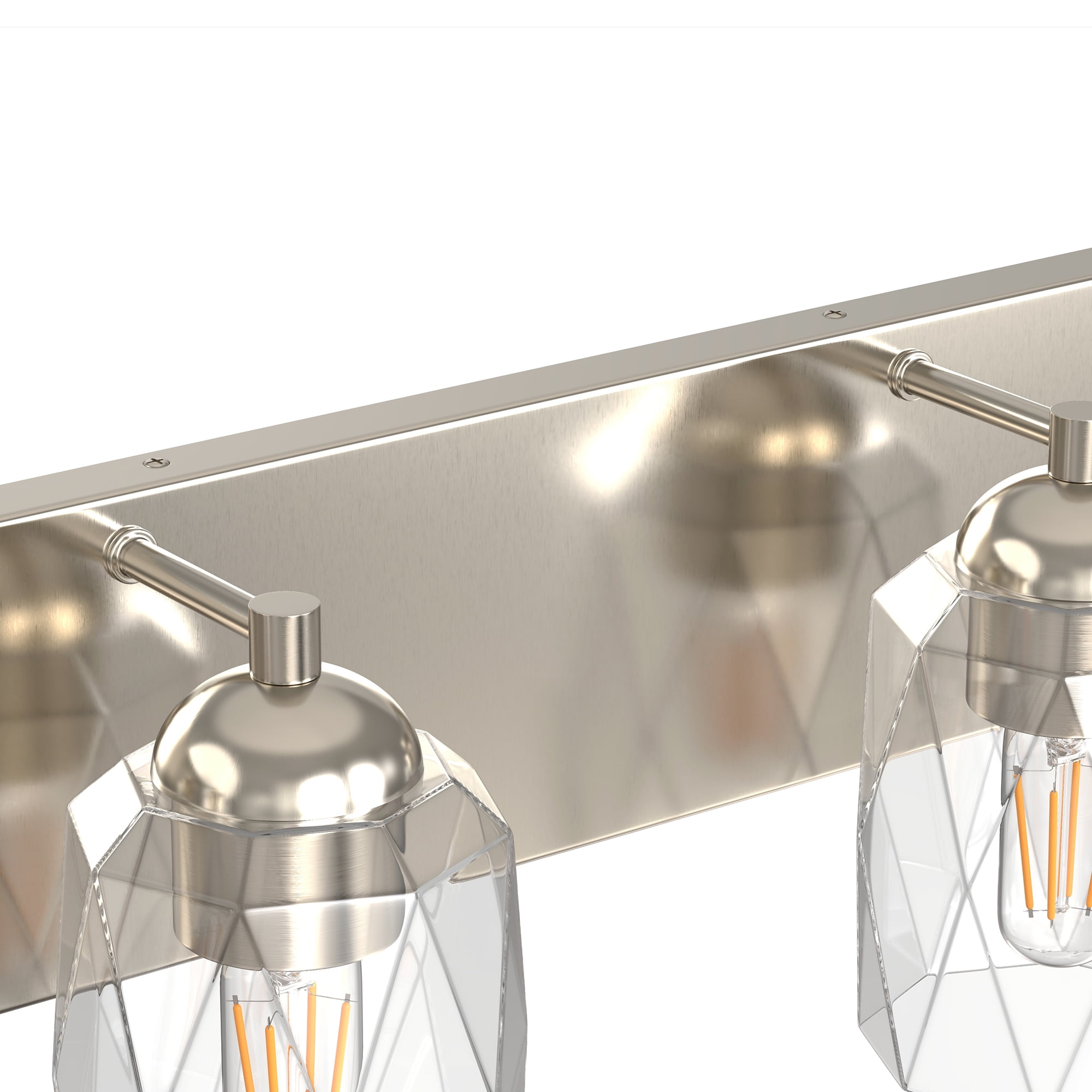 YANSUN 27.2 in 4-Light Nickel Modern Vanity Light, Unique Cylinder Glass Shade Bathroom Mirror Wall Fixture, Vanity Lights for Hallway Living Room Bedroom