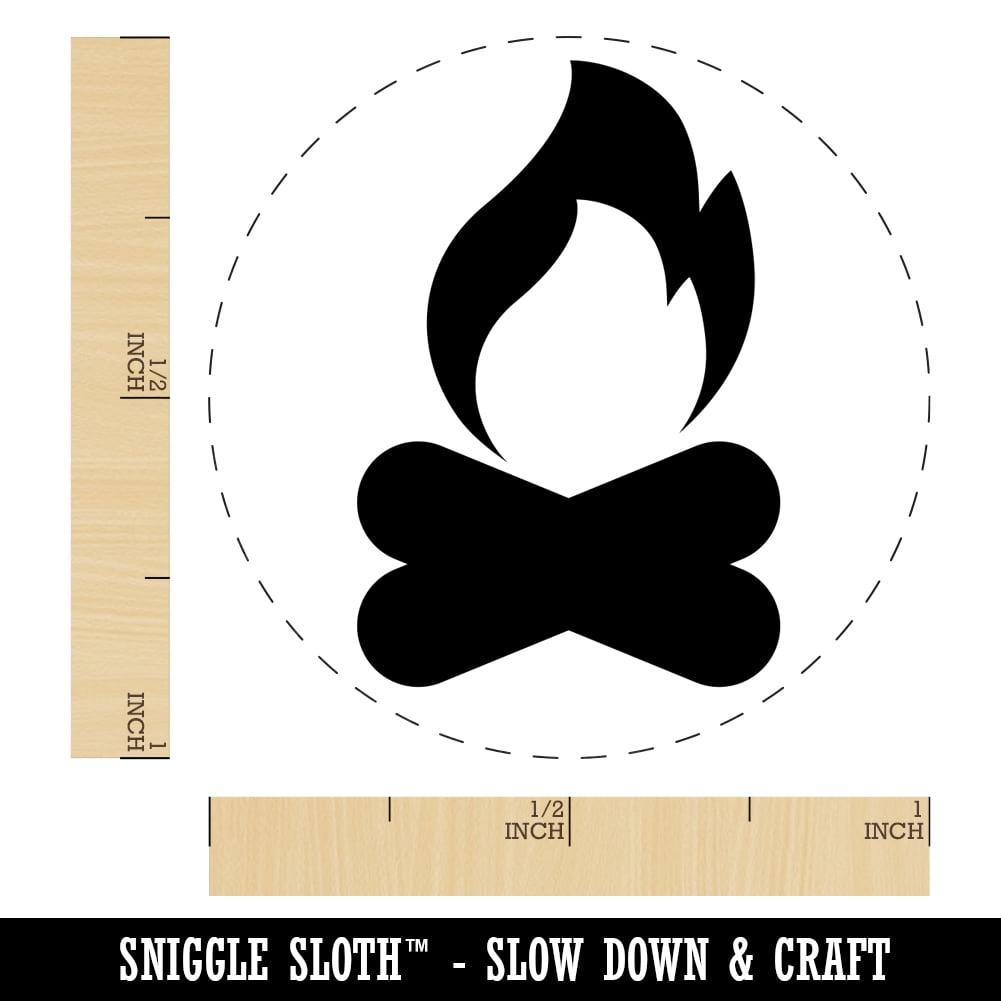 Campfire Fire Symbol Self-Inking Rubber Stamp Ink Stamper - Purple Ink - Medium 1 Inch