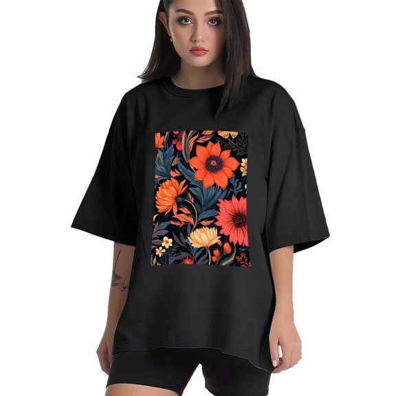 Plus Size Shirt for Women Black Tops for Women Short Sleeves Shirt for Women Flower21 T Shirt Crewneck Shirt for Women XS