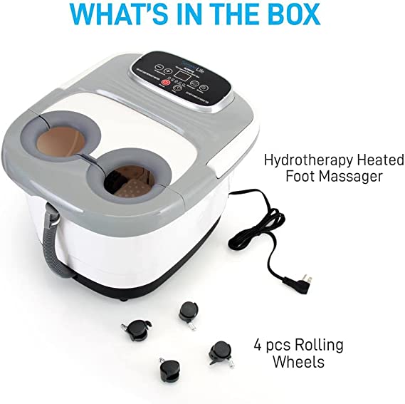 SereneLife Hydro Therapy Foot Bath Massager, Foot Spa W/ Deep Kneading Rolling Shiatsu Massage Ball, Gray