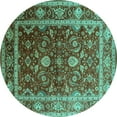thumbnail image 1 of Ahgly Company Indoor Round Oriental Turquoise Blue Industrial Area Rugs, 6' Round, 1 of 4