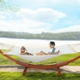 thumbnail image 6 of AVAWING 13.3FT Patio Double Hammock with Stand, Quilted Camping Hammock for Outdoor, Wood (White), 6 of 8