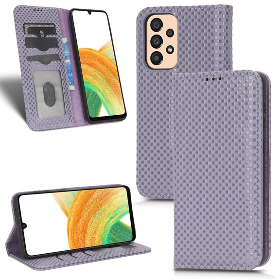 Luxury PU Leather Wallet For Galaxy A33 5G, Folio Premium Leather Phone Case with Kickstand Card Holder Magnetic Flip Shockproof Protective Cover for For Samsung Galaxy A33 5G, Purple