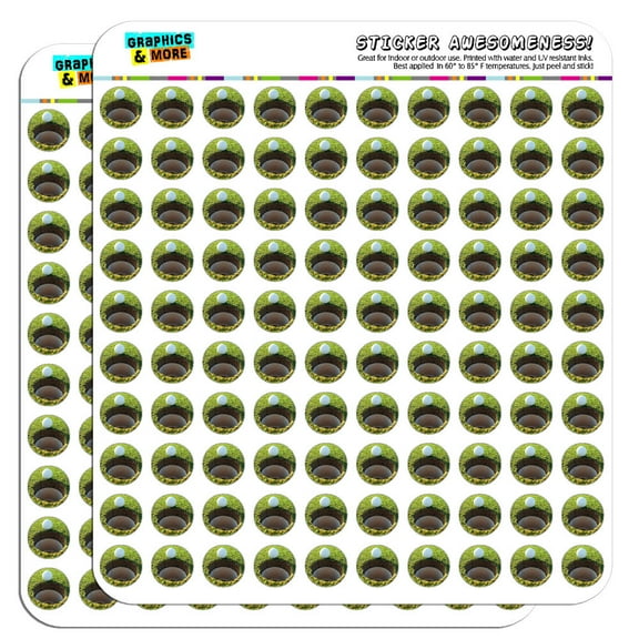 Golf Ball and Hole Golfing 1/2" (0.5") Scrapbooking Crafting Stickers