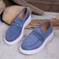 thumbnail image 4 of Women’s Casual Slip On Loafers Faux Suede Lightweight Non Slip Walking Flat Platform Dress Orthotic Shoes Blue Size 6, 4 of 7