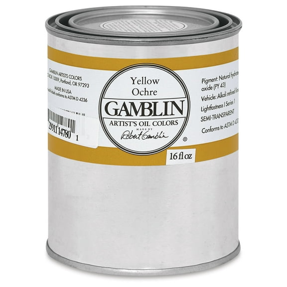 Gamblin Artist's Oil Color - Yellow Ochre, 16 oz Can