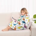 thumbnail image 4 of White Plant Dinosaurs Pattern Blanket Hoodies for Kids 6-13YR Oversize Wearable Blanket Hoodies for Boys Girls Teens, 4 of 7