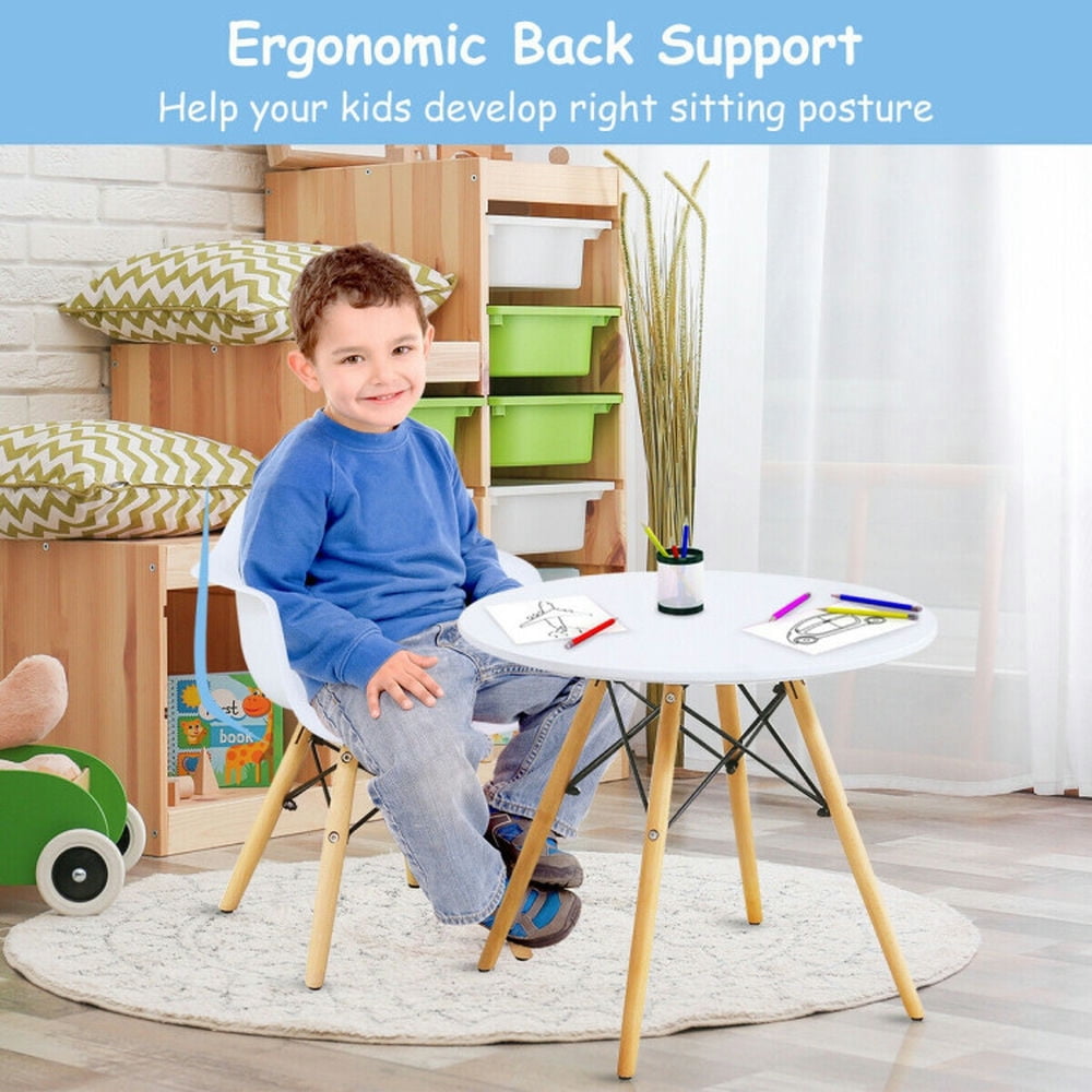 Barara King Toddler Table Chairs Set,Kids Play Table Set,3 Pieces Kid's Modern Round Table Chair Set