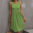 thumbnail image 2 of Summer Fashion Dresses for Womens 2024 Plus Size Round Neck Loose Oversized Dress Solid Color Casual Sleeveless Midi Dress Gift for Women Womens Plus $15 & Under, 2 of 4