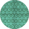 thumbnail image 1 of Ahgly Company Indoor Round Abstract Turquoise Blue Modern Area Rugs, 4' Round, 1 of 4