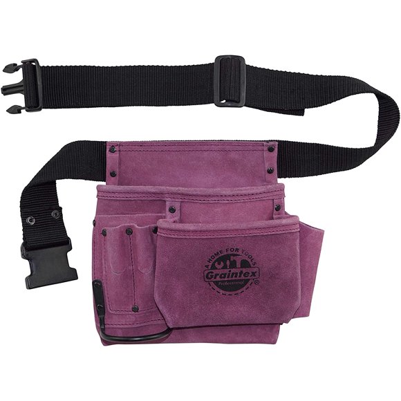 Graintex SS2293 Pochette 5 Poches Clous et Outils en Cuir Daim Violet
