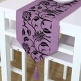 thumbnail image 2 of PiccoCasa Flower Blossom Flocked Damask Table Runner Home Decor, 76"X11", Purple, 2 of 7