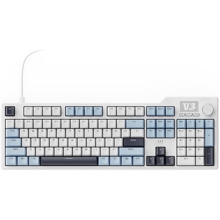 AJAZZ AK35I V3 104-Key Full Size Wired Gasket Mount Gaming Keyboard with Multimedia Buttons & Knob Control | Five Layer Pad | OEM Profile PBT Keycaps | Blue Backlit Custom Keyboard
