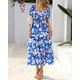 thumbnail image 2 of Vestido casual BTFBM para mujer con cuello cuadrado y estampado floral fruncido, 2 of 9