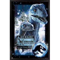 Jurassic World: Dominion - Dinosaur Spotted Here Wall Poster, 22.375" x 34" Framed