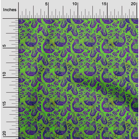 oneOone Polyester Lycra Green Fabric Batik Craft Projects Decor Fabric Printed By The Yard 56 Inch Wide - X0