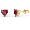 thumbnail image 1 of Paris Jewelry 18k Yellow Gold Plated 4 Carat Heart Created Ruby Stud Earrings, 1 of 3