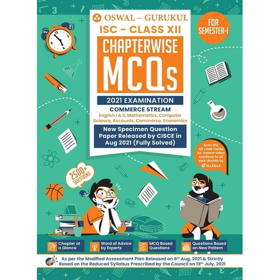 Chapterwise MCQs Book for Commerce Stream: ISC Class 12 for Semester I 2021 Exam, (Paperback)