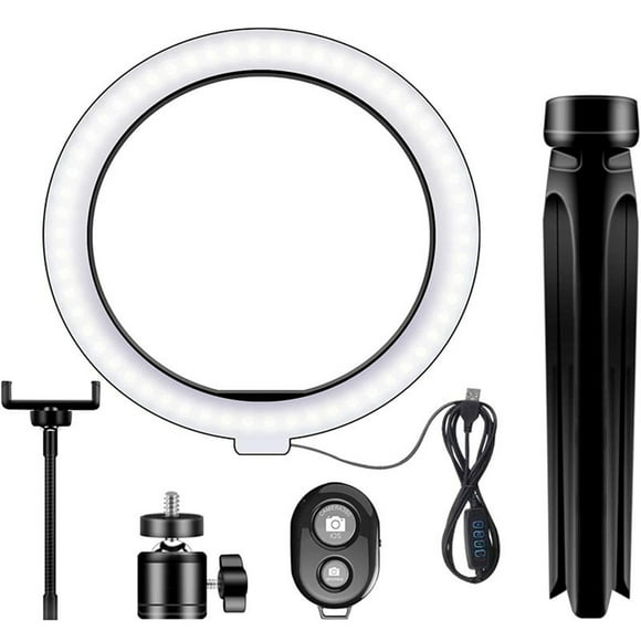 Zootealy 10.2IN LED Ring Light Fill Light Dimmable Photography Ring Fill Light with Tripod Stand & Cell Phone Holder Selfie Ring Light with Phone BT Remote USB Powered for Live Stream/Makeup