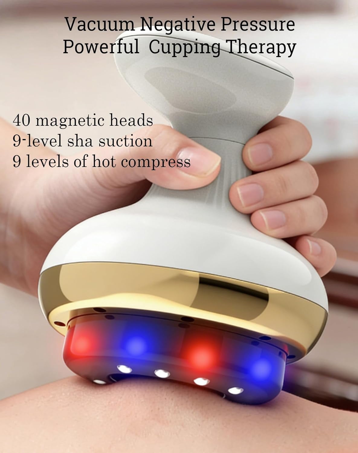 Cellulite Massager, 4-in-1 Anti-Cellulice Suction Cupper with Red Light, 9 Levels Rechargeable Massager for Firmer Toned Skin on Legs Abdomen Arms
