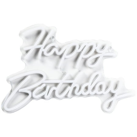 Merkury Innovations Happy Birthday Neon LED Sign – Warm White, USB Powered, 17” x 11.4”, Party Décor