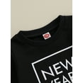 thumbnail image 6 of Wassery Baby Boy New Year Outfit Clothes 6M 12M 18M 2T 3T Toddler Boy Long Sleeve Crew Neck Letters Print Sweatshirt Elastic Waist Sweatpants 2Pcs Holiday-themed Clothing for Kids Boy, 6 of 9