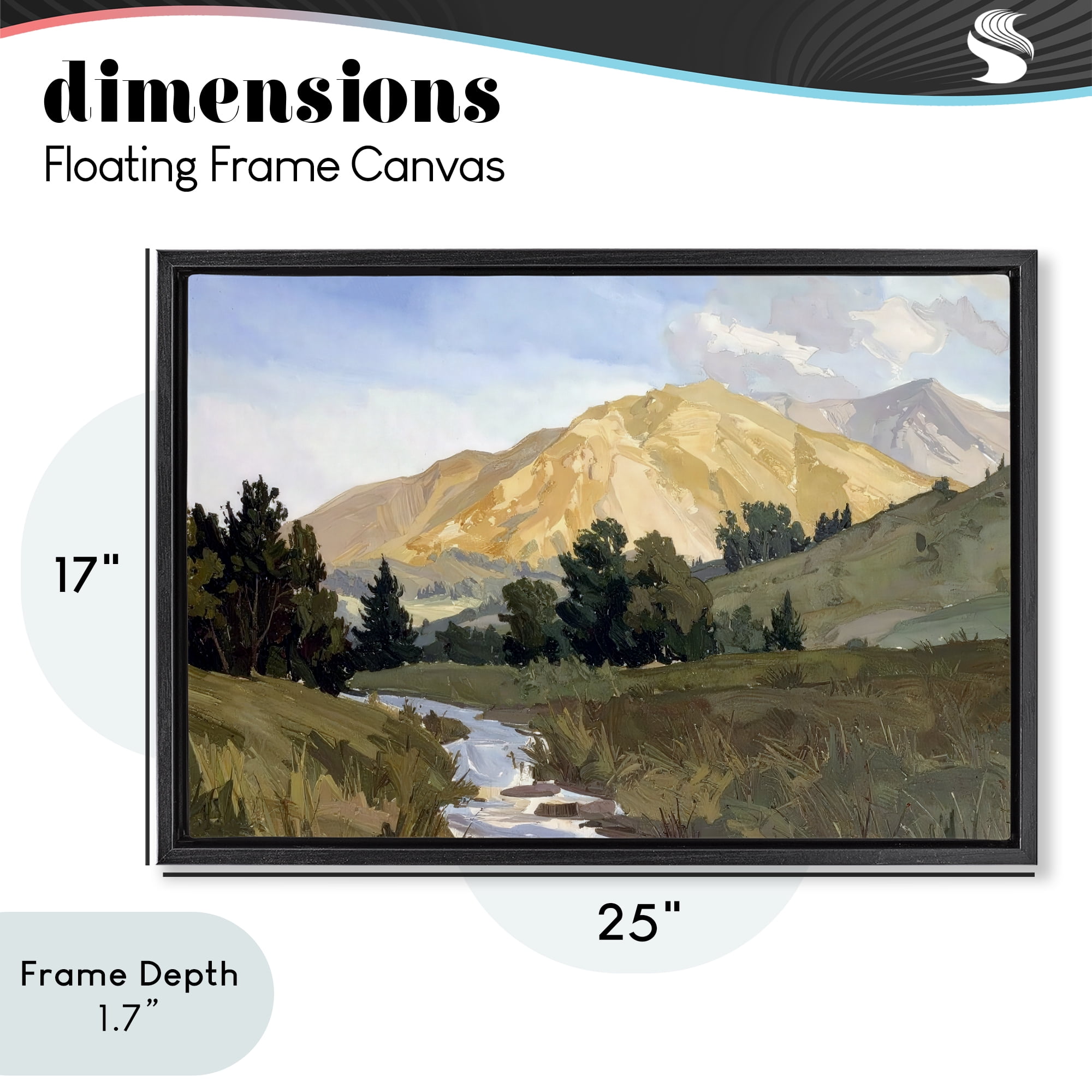 Stupell Industries Mountain Divide Valley Black Framed Floater Canvas Wall Art, design by Alonza Saunders
