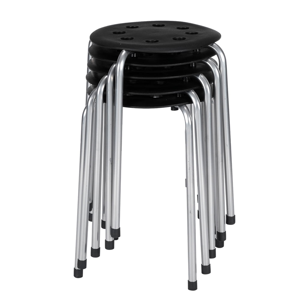 10 Pack Stackable Nesting Stools/Chairs for Kids and Adults Norwood Commercial Furniture Black & Silver Stacking Stool Set