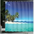 thumbnail image 4 of Ambesonne Jungle Shower Curtain, Seaside Nature Tropic, 69"Wx84"L, Royal Blue Turquoise, 4 of 5