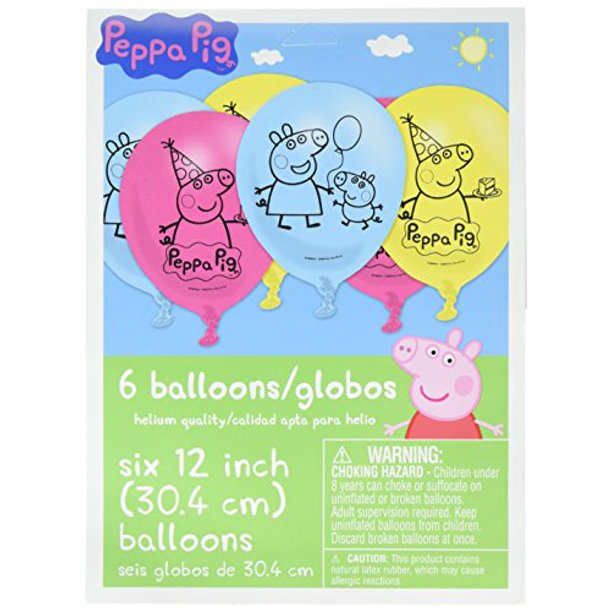 amscan Ballons en Latex Collection de Cochons de Peppa Accessoire de Fête, Multicolore, 12"