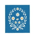 thumbnail image 4 of Durable Soft Flannel Blanket with Floral Design - Cozy Blue Daisies & Leaves Pattern for Sofa Travel Bed Chair, 4 of 7