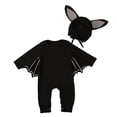 thumbnail image 2 of YunPes Infant Baby Bat Outfits My 1st Halloween Bodysuit Bat Winged Long Sleeve Jumpsuit with Hat Newborn Funny Party Role Play Family Photos, 2 of 6
