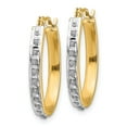 thumbnail image 2 of FB Jewels 14K Yellow Gold Diamond Fascination Oval Hinged Hoop Earrings, 2 of 3