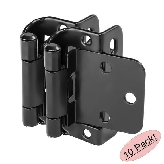 10 Pair Pack - Cosmas 18650-FB Flat Black Self Closing Partial Wrap Cabinet Hinge 1/2" Inch Overlay (Pair) [18650-FB]