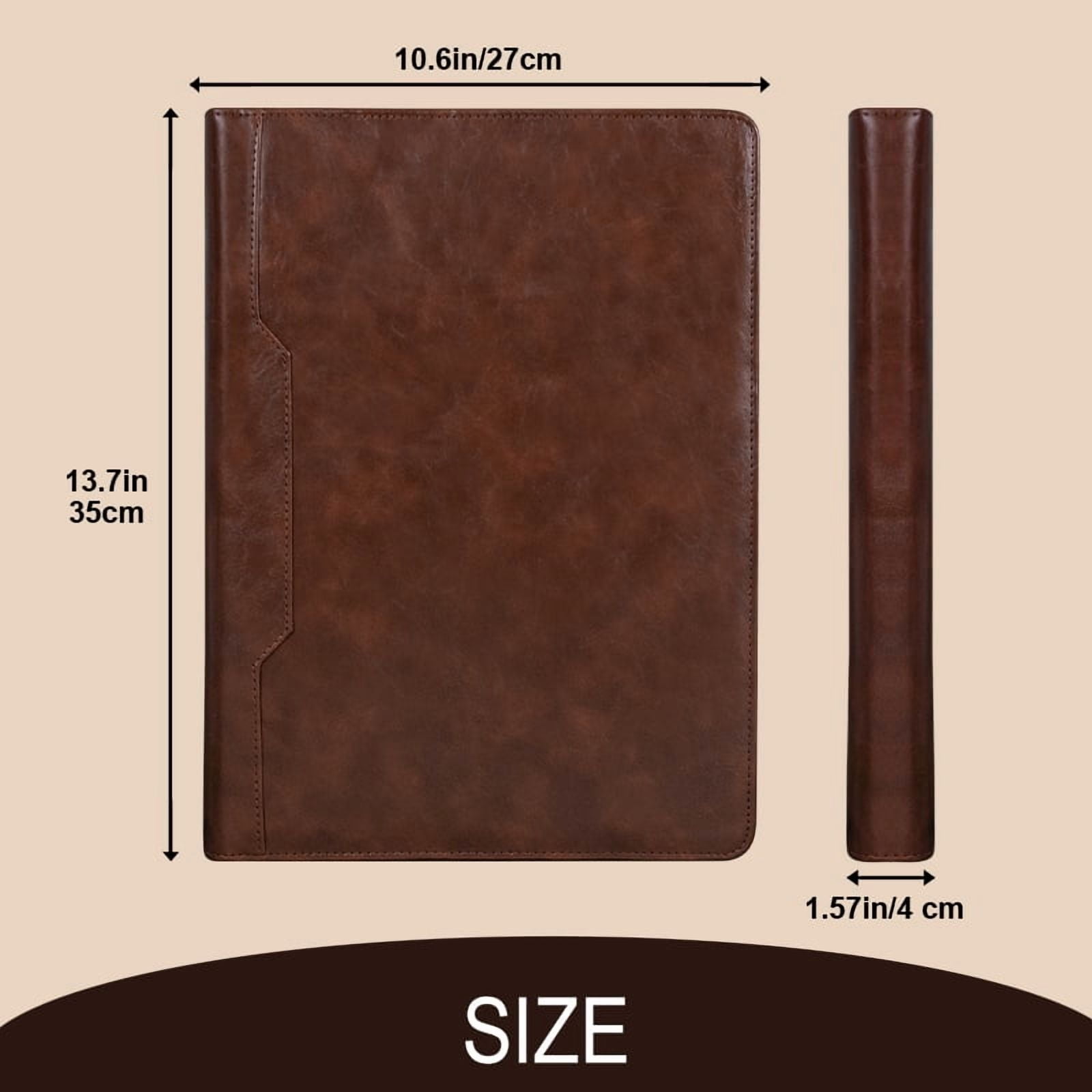 A4 Business Padfolio Binder with Zipper, Vegan Leather Professional Portfolio Organizer with 3-Ring Binder, Notepad & Resume Holder for Meetings & Travel