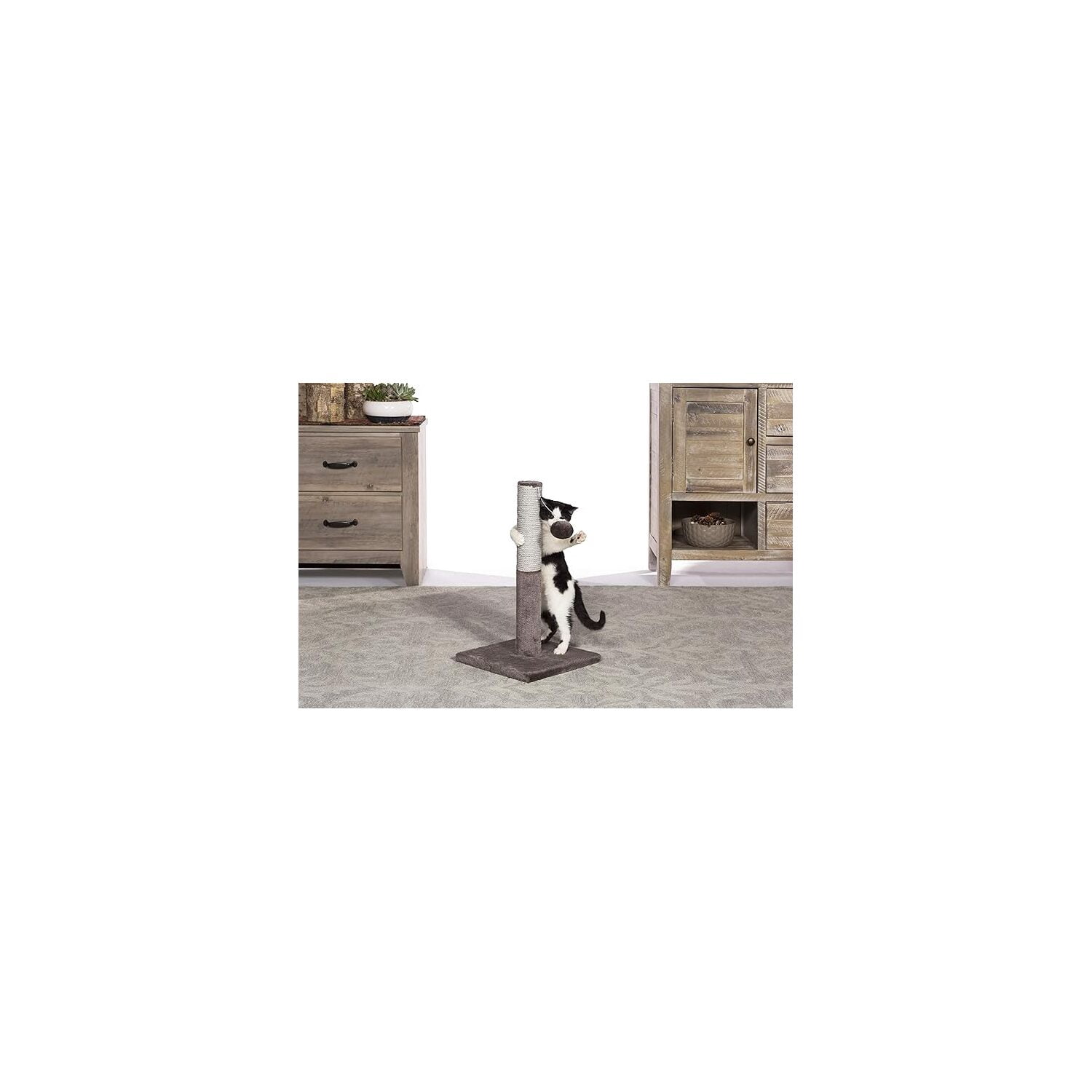 HomeStock Modern Marvel Cat Scratching Post with Sleek Contemporary Design, Durable Materials, Sturdy Base, and Perfect Height for Cats to Scratch-Size:11.63"L x 11.63"W x 20.5"H
